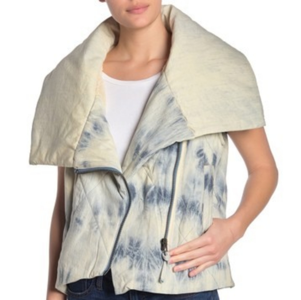 Free people puffer faux shearling lined vest